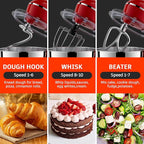 Stand Mixer, 5.5 Quart, 10 Speed Tilt-Head Kitchen Mixer, Copper Motor, Household Food Mixer with Bowl, Flat Beater, Dough Hook, Egg Whisk (450W Red)