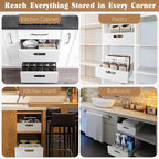 HBL' 1 Pack | 21" Deep Pull Out Cabinet Organizer Adhesive, 10-Inch Wide Sturdy Carbon Steel Roll-Out Drawers for Face Frame or Frameless Cabinets,Slide-Out Shelves for Pantry.