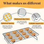 Cooling Racks for Cooking and Baking - 3 Tier Stackable Grid Wire Baking Rack for Oven Cooking, Baking, Grilling, Roasting - Dishwasher Safe Bacon Rack - Black