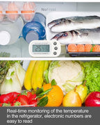 Frienda 8 Pack White Digital Fridge Thermometer Waterproof Refrigerator and Freezer Room Max/min Record Function LCD Screen Refrigerator Thermometer with Hook and Magnetic Back for Home