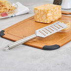 Restaurantware-German Standard Coarse Handheld Grater, 1 Flat Cheese Grater - Dishwashable, Durable, Stainless Steel, With Handle, Suitable For Potato, Carrot, Hard Cheese, And, More