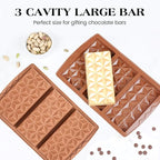 3 Pcs Deep Dubai Chocolate Bar Mold Large Stuffed Silicone Molds for Filling Knafeh Pistachio Chocolate Bar Thick Candy Molds Break Apart (Pyramid Shape)