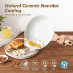 SENSARTE Nonstick Frying Pan Skillets, White Ceramic Coating Omelette Pans, Healthy Cookware Chef's Pan, Free of PTFE & PFAS (8+10 Inch)