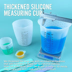 Silicone Resin Mixing 1L Measuring Cup Set for Resin Supplies, Easy-to-Read Marks, 1000ml/32oz Large Cup, 500&250&100ml Thickened Reusable Silicone Cups for Epoxy Mixing, Jewelry Making