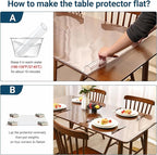 Clear Table Cover Protector Rectangle 36 x 72 Inch, 1.5mm Transparent Plastic Table Protector Waterproof, Anti-Scratch Clear Desk Mat for Office Desktop Dresser Dining Table, FDA Compliant