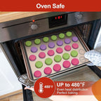Silicone Baking Mat Set of 6, Non-Stick & Easy Clean Food Grade Reusable Baking Mat, Silicon Baking Mats Oven Liner Sheet, Round & Square Cake Mat, Pastry Board Rolling Dough Mats for Macaron Cookie