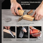 Stonka Oak Rolling Knife Sharpener Kit – Dual-Grit Diamond Wheels Kit (400/1000), Easy to Use Knife Sharpener Roller with Magnetic Holder with 15° & 20°, Leather Strap