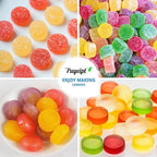 4 PCS Silicone Gummy Candy Molds, 55 Cavities Non-Stick Round Molds for Small Hard Candies, Chocolates, Caramels, Jello, Fruit Snacks