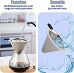 Small Size Pour Over Coffee Filter Dripper, Stainless Steel Metal Cone Drip Coffee Filter, Paperless and Permanently Reusable, Double Mesh Coffee,Tea Filter for 1-2 Cups