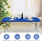 6 Pack Stretch Fabric Table Top Cap Cover, fits 8' Tables, Spandex Table Covers Washable Elastic Rectangle Tablecloth Protector for Indoor Outdoor Party Picnic Wedding, Royal Blue, 30" W x 96" L