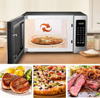 BLACK+DECKER EM036AB14 Digital Microwave Oven with Turntable Push-Button Door, Child Safety Lock, Stainless Steel, 1.4 Cu.ft