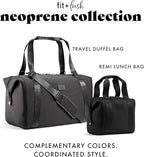 Fit & Fresh Remi Neoprene Lunch Bag For Women - Meal Prep Kit with Containers & XL Ice Pack, Self Insulating Neoprene-like Material, Machine Washable Lunch Bag, Tear-Resistant, Stain-Resistant, Black
