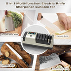 Light Blonde 5 in 1 Electric Knife Sharpener with LCD Screen for Kitchen Knives, 3 Rotational Speed Electric kitchen Knife Sharpener for Straight,Serrated, Ceramic Knives,Scissors & Axes