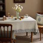 ISAENNE Designer Vintage Linen Elegant Long Tablecloth Rectangle,Chinoiserie Floral Table Cloth,Anti-Wrinkle Decor Table Cover for Dining Thanksgiving Kitchen Christmas,63"*94"-Segerman B