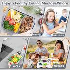VERONES 5 Pack Glass Meal Prep Containers 2 Compartment Set, 36OZ Airtight Lunch Containers, Glass Food Storage Containers with Lids, for Microwave, Oven, Freezer & Dishwasher Friendly,White