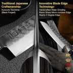 240mm Gyuto Knife, 9.5 Inch Japanese Chef Knife with AUS-8 Alloy Steel, Black Forged Japanese Carving Knives for Meat with Full-Tang Pakkawood Hanle, Premium Box for Husband, Dad