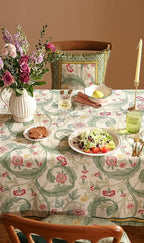 patdrea Designer Green Small Tablecloth for Rectangle Table,Vintage Linen Leaves Pattern Breathable Table Cloth,Floral Decor Cover for Kitchen Dining Christmas,Thanksgiving,55"x71"-Cecilia a