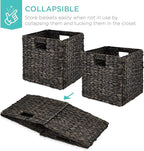 Best Choice Products 10.5x10.5in Pack of 5 Cube Storage Baskets, Water Hyacinth Multipurpose Collapsible Organizers, Handwoven Laundry Totes for Laundry, Living Room, Kids Room & Nursery - Black