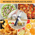 Safe Mandoline Slicer for Kitchen, Meal Prep, Potato Slicer, Adjustable/Easy to Clean/Storage, Kitchen Chopping Artifact, French Fry Cutter,Paring Knife/Cleaning Brush (only Slice, DarkBlue)
