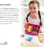 LunchBots Build -a- Bento Lunch Box, Silicone Bento Box for Kids, Multi-Compartment Lunch Container, Oven & Dishwasher Safe, BPA Free, 32 oz - Tie Dye Green
