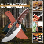 Chef Knife Kitchen Knives Japanese Butcher Knife Meat Cleaver, High Carbon Steel Hand Forged Full Tang Viking Knives with Sheath for Camping, Outdoor, BBQ, Home
