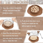 Chicken Shredder Large Chicken Breast Shredder Tool Twist with Brush&Fork, Visible Meat Shredder Machine, Anti-Slip Strip, Ergonomic Handle, BPA Free, Suitable for Pork Beef Chicken(Brown)