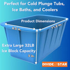 Extra Large Ice Molds 32LB – Set of 4 Silicone Ice Makers for Ice Baths & Cold Plunge, Reusable Giant Ice Cube Blocks, Home & Outdoor Coolers, Freezer Accessories, plus DIVIDE STAR 14-grid Ice Mold