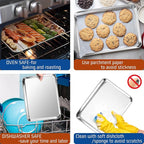 P&P CHEF 12.5 Inch Baking Cookie Sheet, Oven Pan Tray Stainless Steel Sheet Pan for Kitchen, Oven Bakeware for Multi Uses, Shiny Look & Dishwasher Safe, Healthy & Heavy Duty, 1Pc