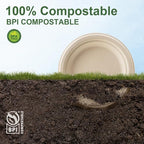 WELLIFE 7 Inch Paper Plates, 125-Pack Small Dessert Paper Plates Bulk, 100% Compostable Biodegradable Bagasse, Eco-Friendly Disposable Plate for Dessert,BBQ,Picnic,Party (BPI Certified,Microwaveable)