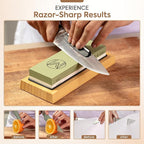 Mt Diablo Knife Sharpener Stone Kit for Chefs & Woodworkers: Dual-Grit Whetstones 400/1000 & 3000/8000, Premium White Corundum, Knife Sharpening Kit with Bamboo Base & Angle Guide, Flattening Stone