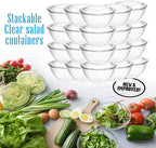 Mr Miracle Clear 18 Ounce Plastic Salad Bowls with Snap-On Lids. Pack 50. Airtight Disposable Salad Containers for Lunch, Meal Prep, Parties. Ideal as Disposable Salad Bowls with Lids