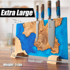 SENKEN "Tsunami" Extra Large Magnetic Knife Block - Holds Up to 16 Knives - Knife Block without Knives, Universal Knife Holder, Beautiful Blue Resin & Natural Wood Blend ("Tsunami" Blue Resin Blend)