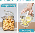 Vtopmart 34oz Glass Food Storage Jars with Airtight Clamp Lids, 3 Pack Kitchen Canisters for Flour, Cereal, Coffee, Pasta and Canning, Square Mason Jar with 8 Chalkboard Labels