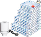Vacuum Storage Bags with Electric Air Pump 16 Combo (4 Jumbo/4 Large/4 Medium/4 Small), Plastic Packaging Bags,Travel Vacuum Bags For Luggage,Clothes, Pillows, Comforters, Blankets, Bedding