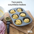 GoodCook Set of 2 Everyday Nonstick Steel Muffin Pan, 6 cup, Gray