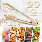 MSY BIGSUNNY 9 Inch Kitchen Food Tongs, Buffet Tongs, Serving Tongs for Cooking, Grilling, Aluminum Tongs - Set of 3 (multi color)