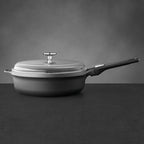 BergHOFF GEM Non-Stick 11" Sauté Pan 4.6qt., Stay-Cool Detachable Handle, Glass Lid, Ferno-Green, Non-Toxic Coating, Ovensafe