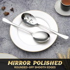8 Piece Stainless Steel Serving Spoon Set - 4 Large, 4 Slotted,Dishwasher Safe,10-Inch, for Parties/Kitchen/Buffet/Catering
