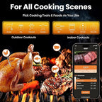 Smart Wireless Meat Thermometer | 4 Probes | Upgraded large LCD Display | Accurate & Stable | long-range Bluetooth App or Host Control for iOS & Android |BBQ,Oven,Grill,Smoker,Air Fryer,Sous Vide