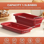 Silicone Bread Loaf Pan With Foldable Function and Metal Reinforced Frame,Rectangular Non-Stick Baking Mold Pans for Oven, Bread, Cake, Easy Release(9"x4"x2.5", Red, 1 Piece)