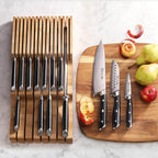 Cangshan ALPS Series 502810 German Steel Forged 15-Piece In-Drawer Knife Set with Bamboo Tray, (Black)