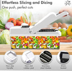 16-in-1 Vegetable Chopper and Slicer with 8 Blades – Veggie Cutter, Dicer, Food Chopper with Container & Lid – Multi-Purpose Kitchen Tool for Easy Meal Prep (Black)