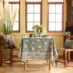ISAENNE Designer Grayish Green Linen Small Tablecloth Rectangular,Floral Stain Resistant Table Cloth,Fall Vintage Decor Tablecloths for Dining Thanksgiving Kitchen Party,55"*71"-Andrew A