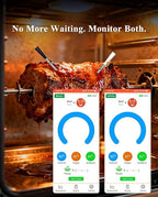 Wisebee Meat Thermometer Digital Wireless, 328FT Dual Probes Food Thermometer Bluetooth Remote Monitoring for Cooking- BBQ, Grill, Oven, Smoker