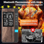Wireless Meat Thermometer-Multi Sensors Digital Food Thermometer with Ultra-Thin Probes, Accuracy Smart Bluetooth Meat Thermometer for Steak, BBQ, Oven, Grill, Smoker,Recipes in App & Host