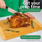 Organic Extra Large Bamboo Cutting Board with Lifetime Replacements –18 x 12 Inch Reversible Wooden Kitchen Chopping Board with Juice Groove – Used to Chop, Slice, Carve & Serve – by Greener Chef
