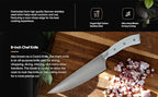 DURA LIVING 3-Piece Kitchen Knife Set – Ultra-Sharp German Stainless Steel, 8” Chef, 5” Utility, and 3.5” Paring Knives with Ergonomic Handles, Multipurpose Kitchen Knife Set, Clear