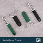 KITCHENDAO Swivel Vegetable Potato Peeler for Kitchen, Japanese Stainless Steel Sharp Blade, Heavy Duty Die-cast Construction Y Peeler, Built-in Eye Remover, Soft-touch Handle, Dishwasher Safe, Green