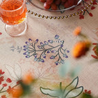 patdrea Designer Linen Small Rectangular Table Cloth,French Vintage Red Floral Tablecloth,Breathable Dacorative Cover for Kitchen Dining,Tea Party,Christmas,Thanksgiving,Holiday,55"x71"-Newmari