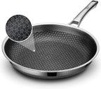 Frying Pan, 10 Inch Hybrid Non Stick Stainless Steel Skillets, Dishwasher Induction Oven Broiler Safe, Non Toxic Chef's Pan, PFOA Free Cookware